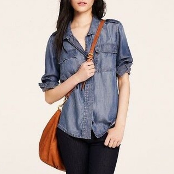 J. Crew Tops - J.Crew Outlaw Chambray Denim Lyocell Shirt XL